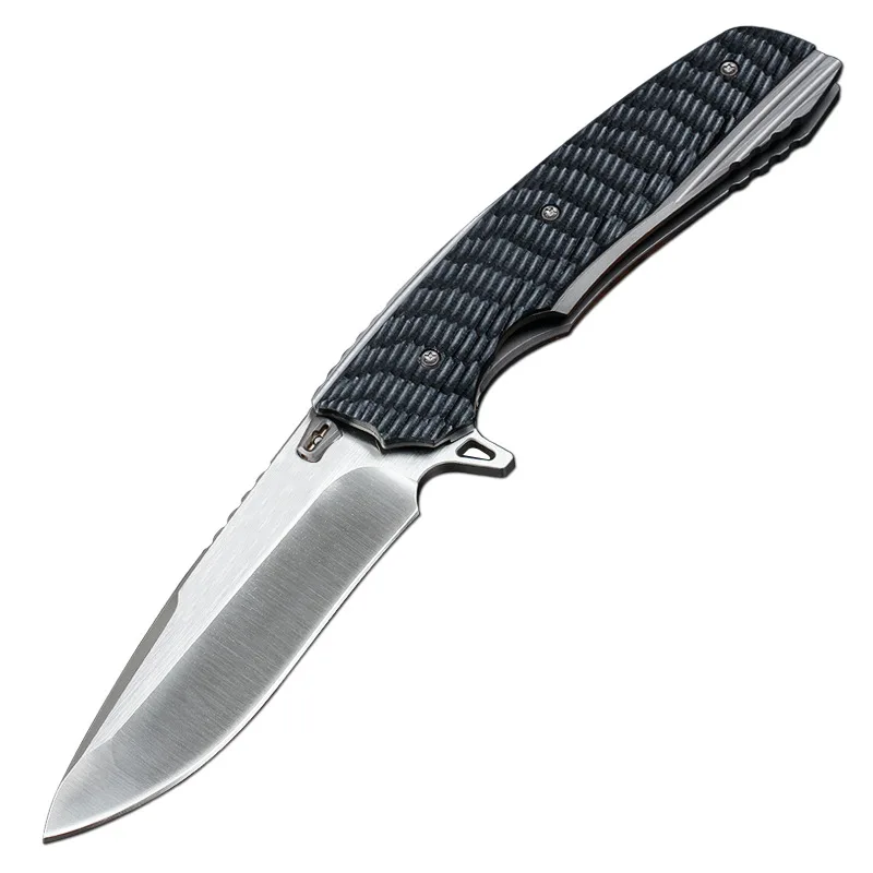 

G10+TC4 D2 Camping outdoor folding knife high hardness handle folding knife D2 steel stainless survival pocket knives