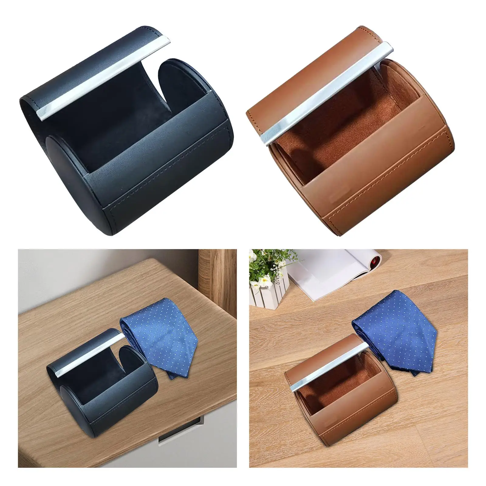 Travel Tie Case PU Leather Necktie Travel Case Tie Box for Men Antiwrinkle Neck Box Portable Sturdy Organizer neck tie
