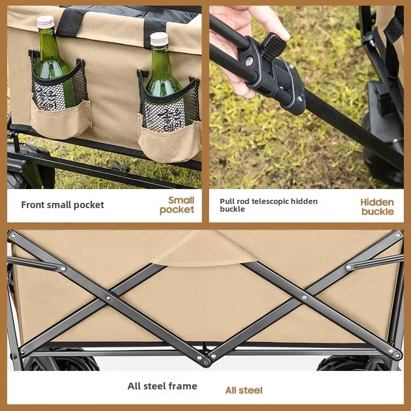 Handcart Foldable Wagon Cart Camping Adult Folding Cart 4 Wheels Home Garden Folding Cargo Carts Shelf Electric Bicycle Fishing