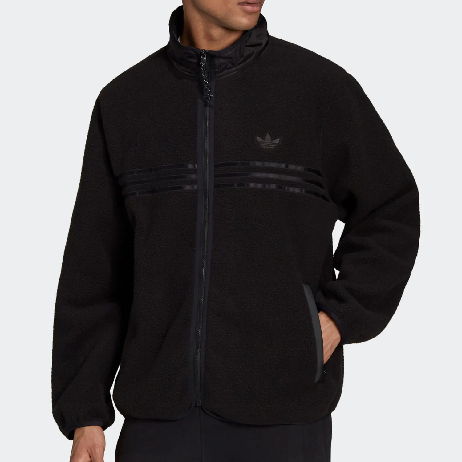 Adidas veste décontractée officielle en polaire authentique à trois rayures pour hommes HF9216 1 Adidas veste décontractée officielle en polaire authentique à trois rayures pour hommes HF9216 1