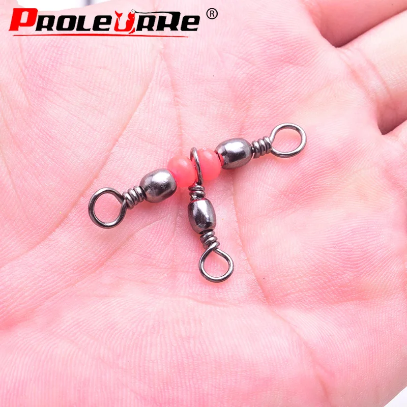 Fishing swivels 10Pcs/lot 3 Way Fishing Rolling Brass Barrel Triple Swivels Bearing Connector Solid Ring Fishing Tackle Accessory