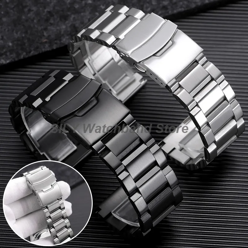 Stainless Steel Watch Band with Folding Buckle - Adjustable Strap