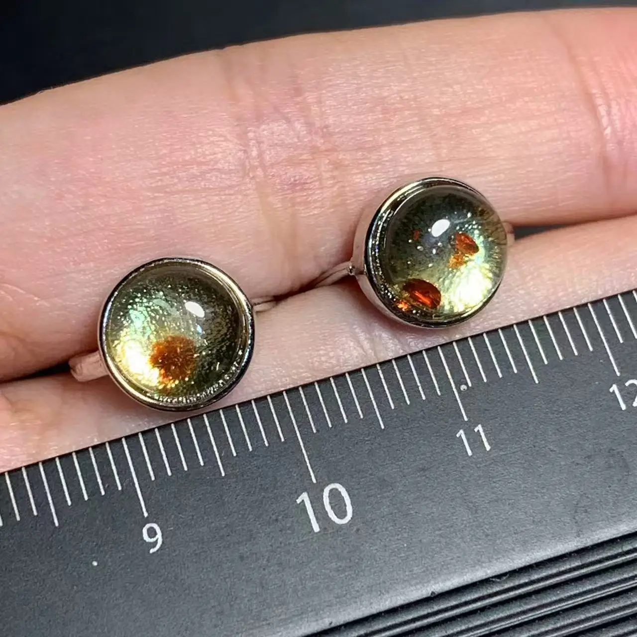 MM Natural Amber COPPER Stud Earrings for women Jewelry Gift Prevent allergy gem jewelry Genuine red stone