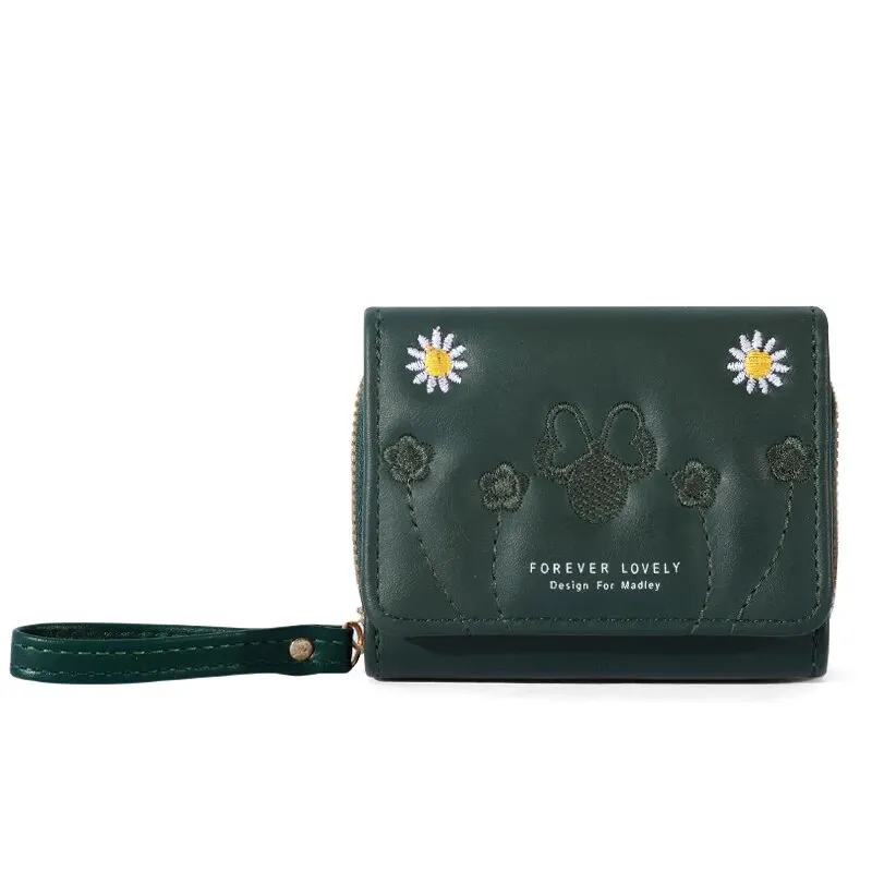 Men's Fashion Embroidered Love Trifold Wallet with Multi Card Slots