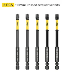 Enhanced Magnetic Non-slip Screwdriver Bit Set - Impact Cross Head, Multiple Lengths (5pcs 110mm)