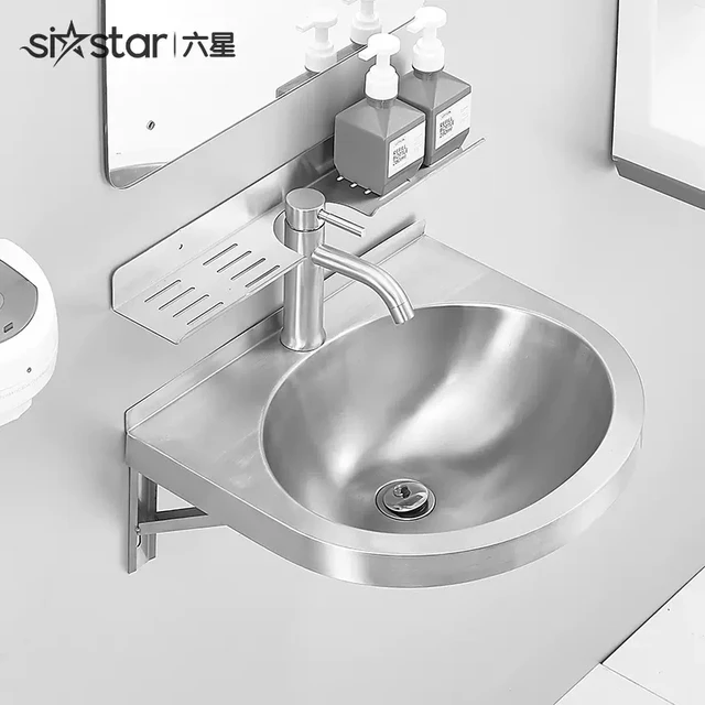 ติดผนังเหล็กสแตนเลส304ห้องน้ำอ่างล่างหน้าอ่างล้างจานสามเหลี่ยม Bracket และชั้นวางของ 1