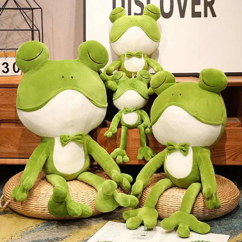 Creative Closed Eye Smile Frog Plush Toy Cute Stuffed Animals Green Little Frogs Plushies Doll Anime Soft Kids Toys for Girls summer baby soft sole sandals for girls bow closed toe toddler infant kids princess walkers baby little girls shoes sandals