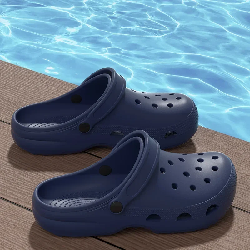 Summer Sandals Holes Thick Bottem Comfort Wedge Heel Clogs Slippers Outdoor Men Sport Beach Soft Soled Slides Shoes