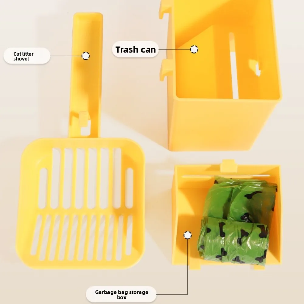 1Set Plastic Self Cleaning Cat Litter Scoop Set With Base Durable Litter Box Shovel For Cats Kitten Toilet Cleaning Tools_voghion.com