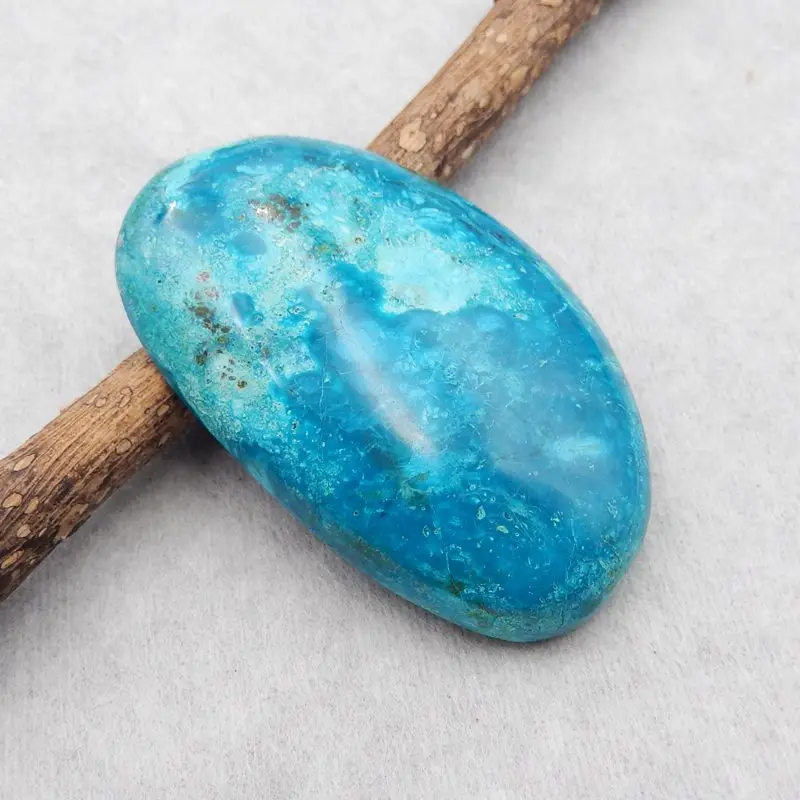 Semiprecious Handmade Natural Stone Chrysocolla Cabochon Flatback Fashion Jewelry Necklace Accessories 49x32x8mm 17g