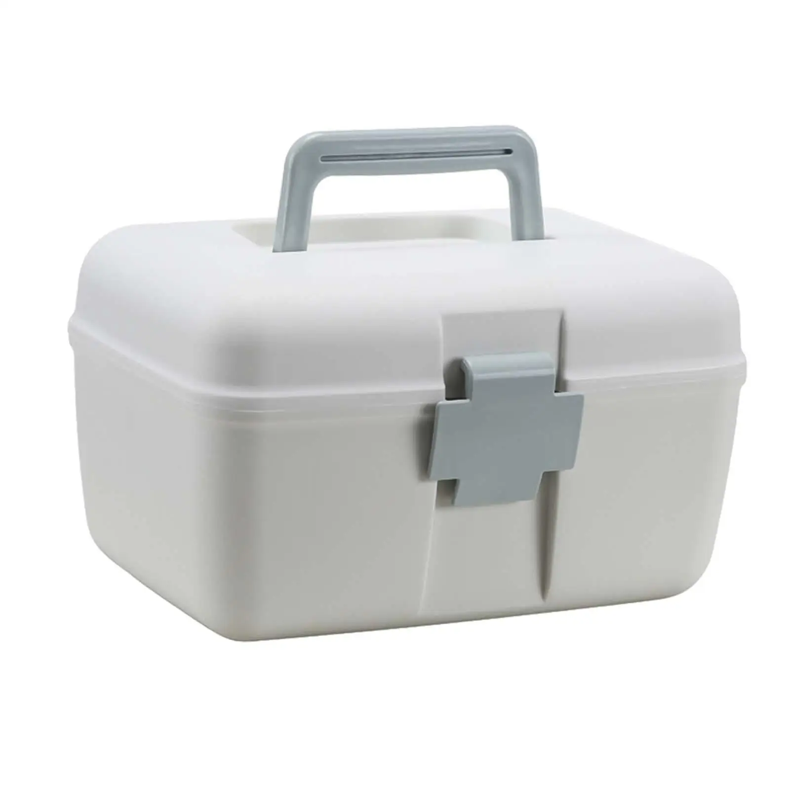 

Medicine Storage Box Non Slip Handle 2 Layer First Aid Carrying Case for Arts Crafts Sewing Cosmetic Family Activities