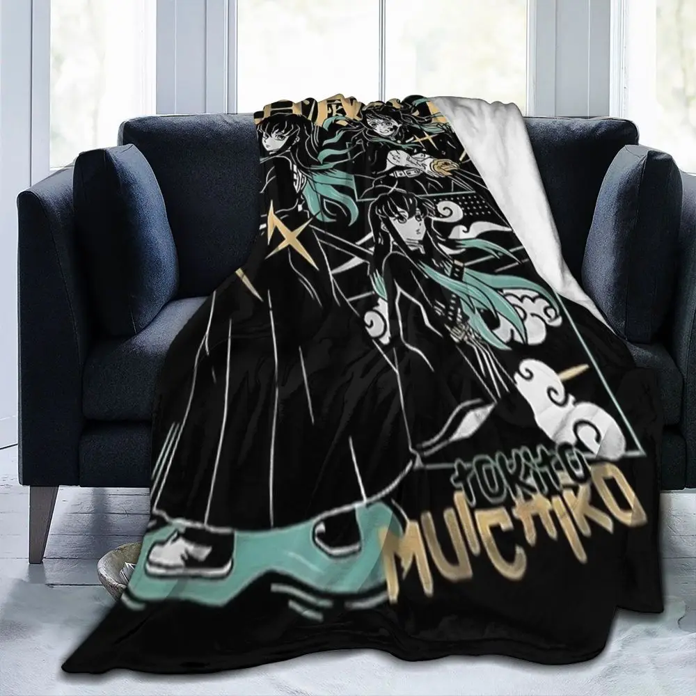 Description Picture 6 of itemMuichiro Tokito Anime Blanket Demon Slayer Kimetsu no Yaiba Soft Plush Throw Blanket For Bedroom Flannel Bedspread Bed Cover