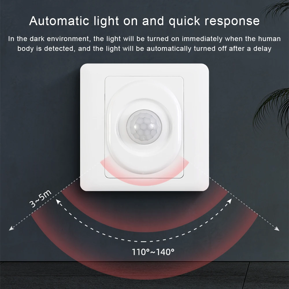 AC 220V LED PIR Motion Sensor Licht Schalter Infrarot Menschlichen Körper  Erkennung Auto On Off Licht Smart Switch für korridor Treppe - AliExpress
