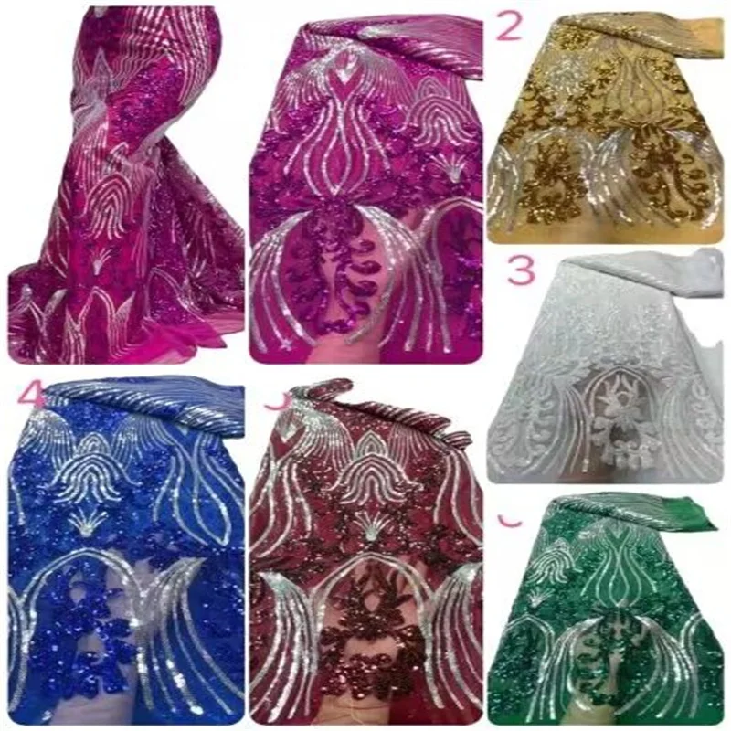 

Королевский синий/Золотой африканские блестки кружевная ткань 2023 красная Высококачественная кружевная Французская ткань для свадебного шитья