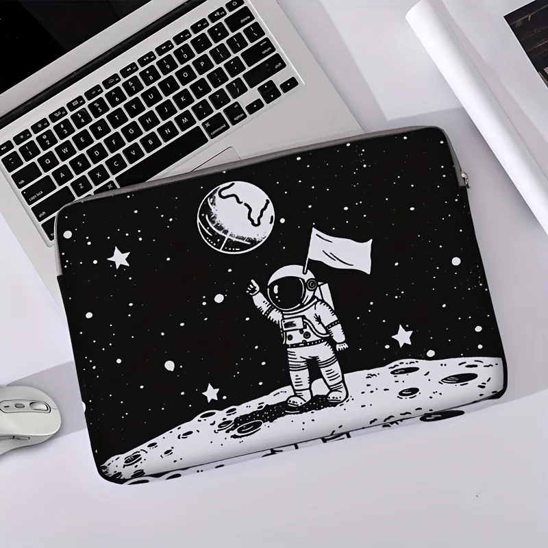 One piece set, two styles, astronaut patterned laptop bag and briefcase, suitable for 14 inch laptops