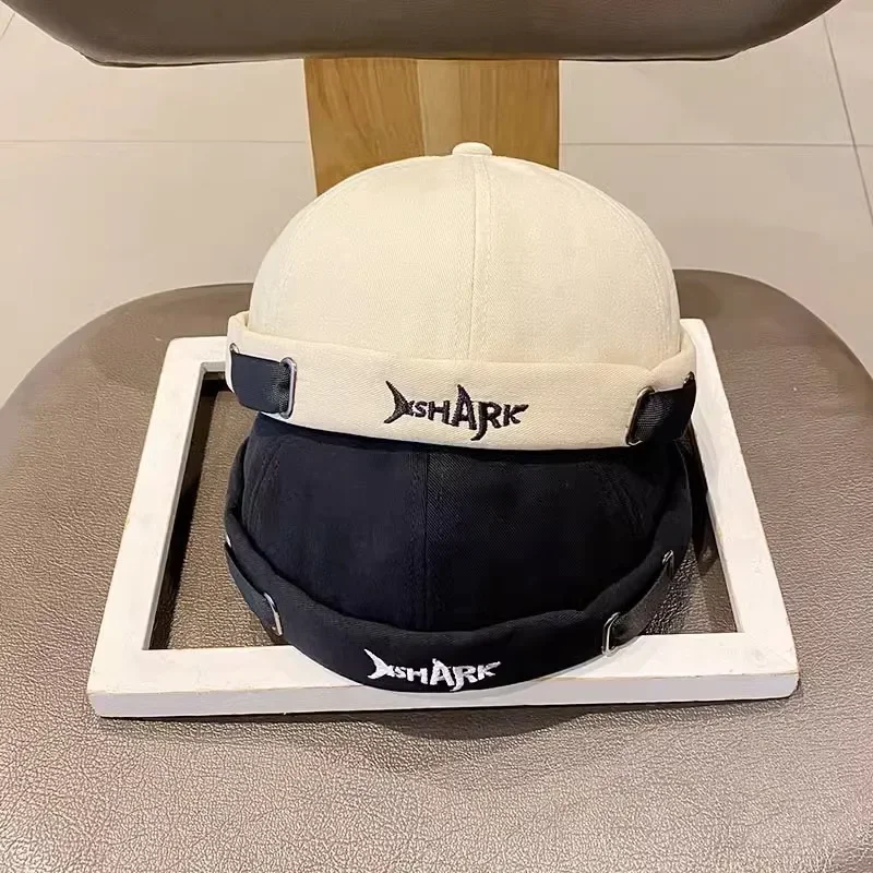 Fashionable Embroidered Brimless Hat Retro Hip-hop Men's Personalized Melon Skin Hat Adjustable Personalized Sailor Hat