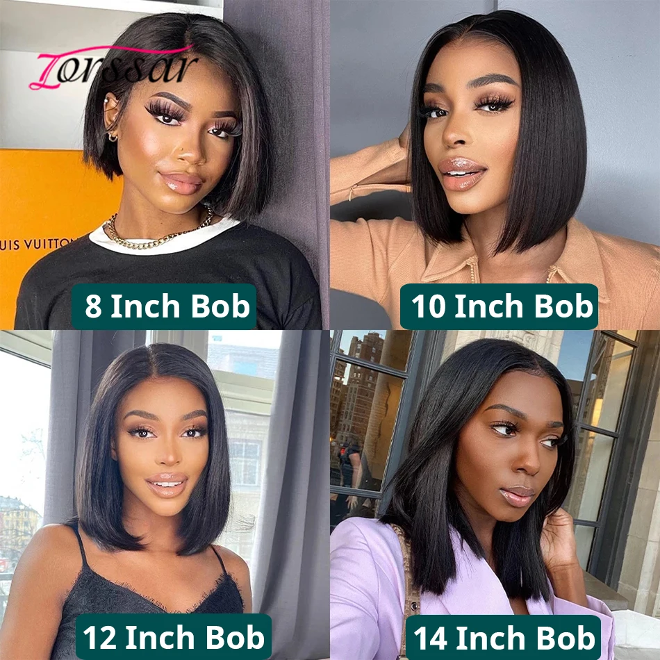 13x4 Short Bob Wigs Lace Front Human Hair Wigs for Women Brazilian Bone Straight Human Hair Wigs T Part Transparent Lace Frontal - Image 5