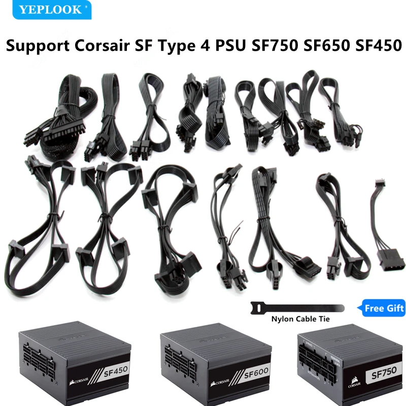 Cable for Corsair SF750 SF650 SF450 Type 4 PSU, GPU PCIe 8Pin 6+2Pin Dual 8Pin 4+4Pin SATA Molex 4Pin 24Pin - AliExpress Mobile