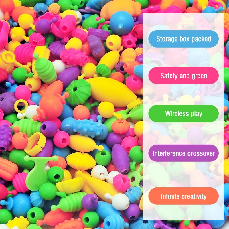 508/708/808/1008p Beads Diy Handmade Craft Wearing Beads Pretend Play Beauty Set Bracelet Princess Jewelry Kit Girl Gift