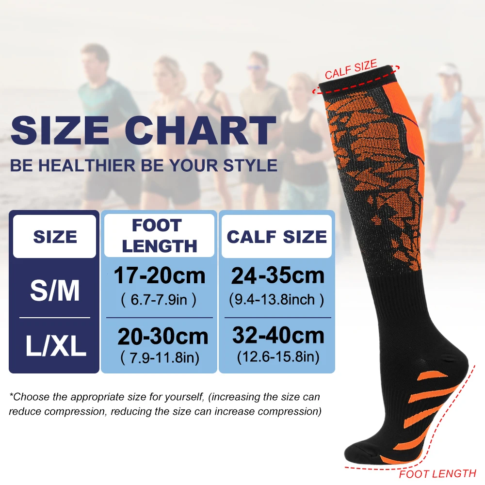 Compression socks 1Pair Compression Socks Circulation Nylon Medical Nursing Stockings Outdoor Cycling Fast-drying Breathable Sports