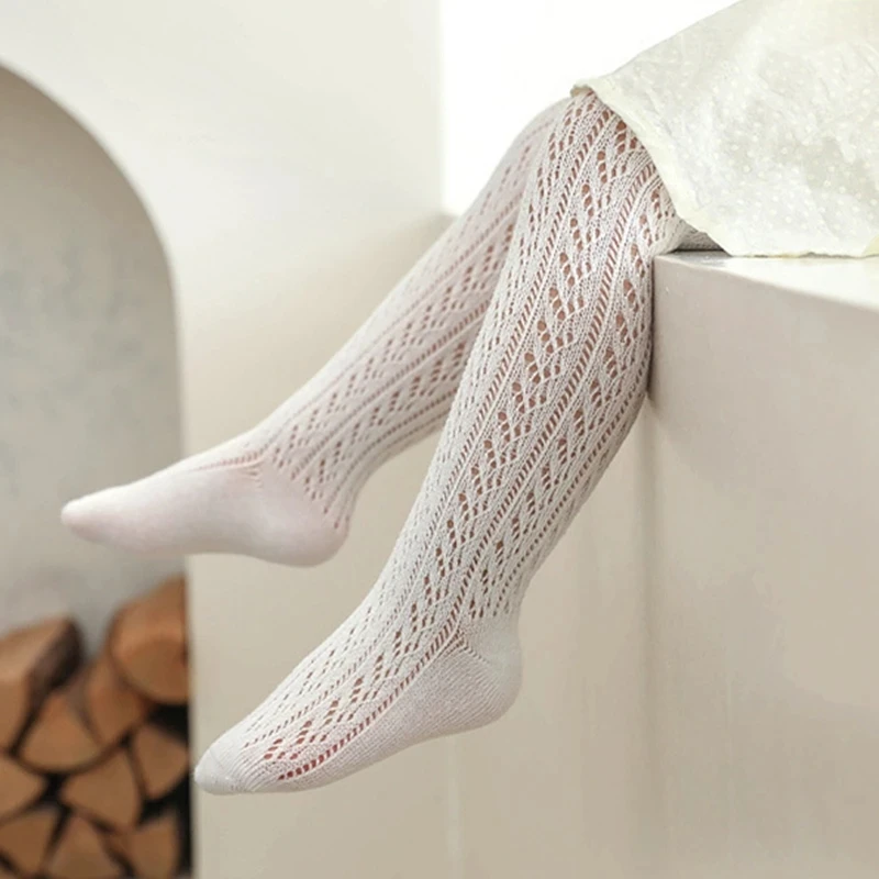 Summer Baby Girls Tights Thin Infant Toddler Newborn Kids Breathable Hollow Pantyhose Children Soft Cotton Stockings kids socks kids pantyhose solid color pantyhose toddler tights kids leggings