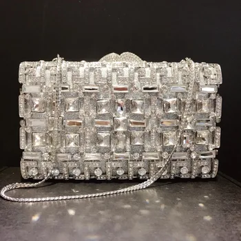 Silver Crystal Clutch Rhinestone Bag Fashion Women’s Party Purse Messenger Cocktail Handbags Best Designer Gemstone Clutches