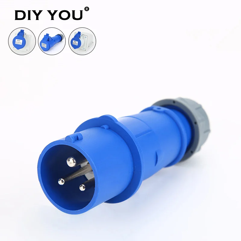 

32A 3 Pin IP44 023X 220V-250V Electrical Waterproof Industrial Male/Female Connector Power Cable Plug & Socket