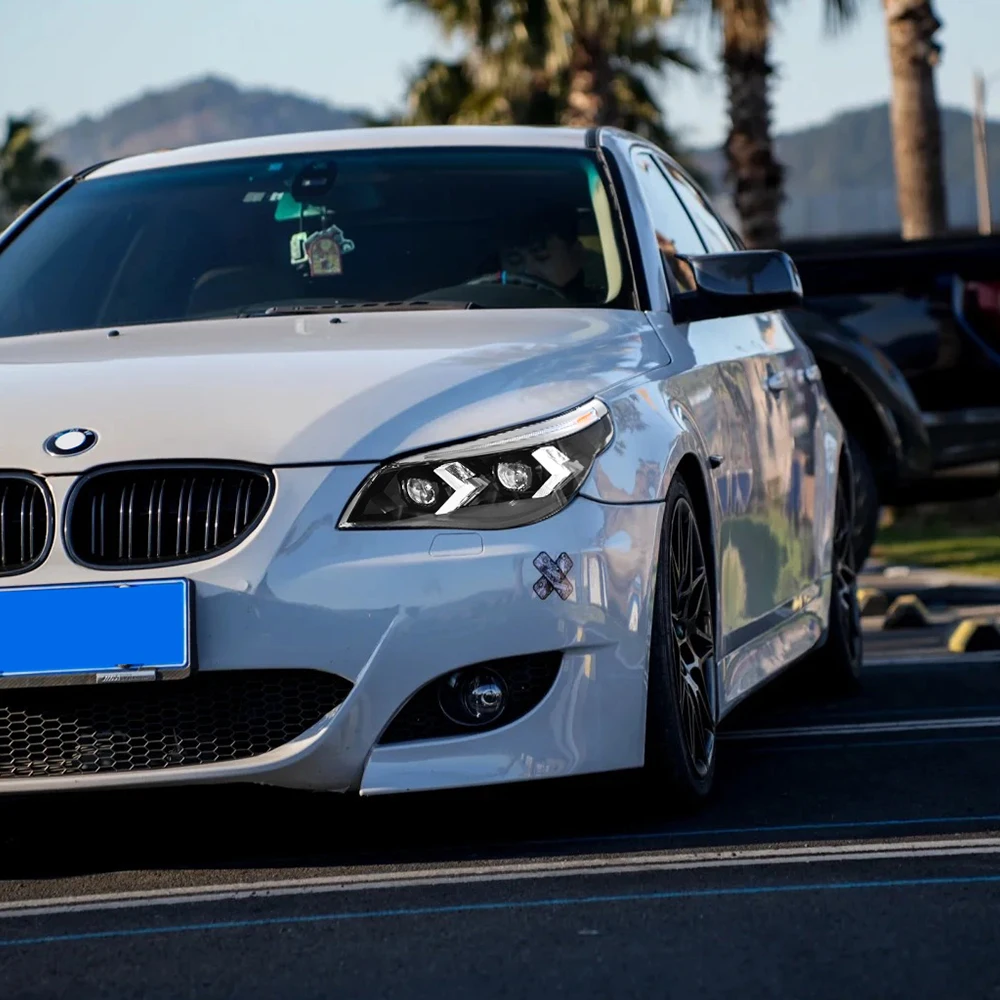 BMW 5 Serisi E60 2005-2010 525i 530i 540i Halojen Xenon Versiyonu için LED Far Grubu Modern Başlangıç Animasyonu