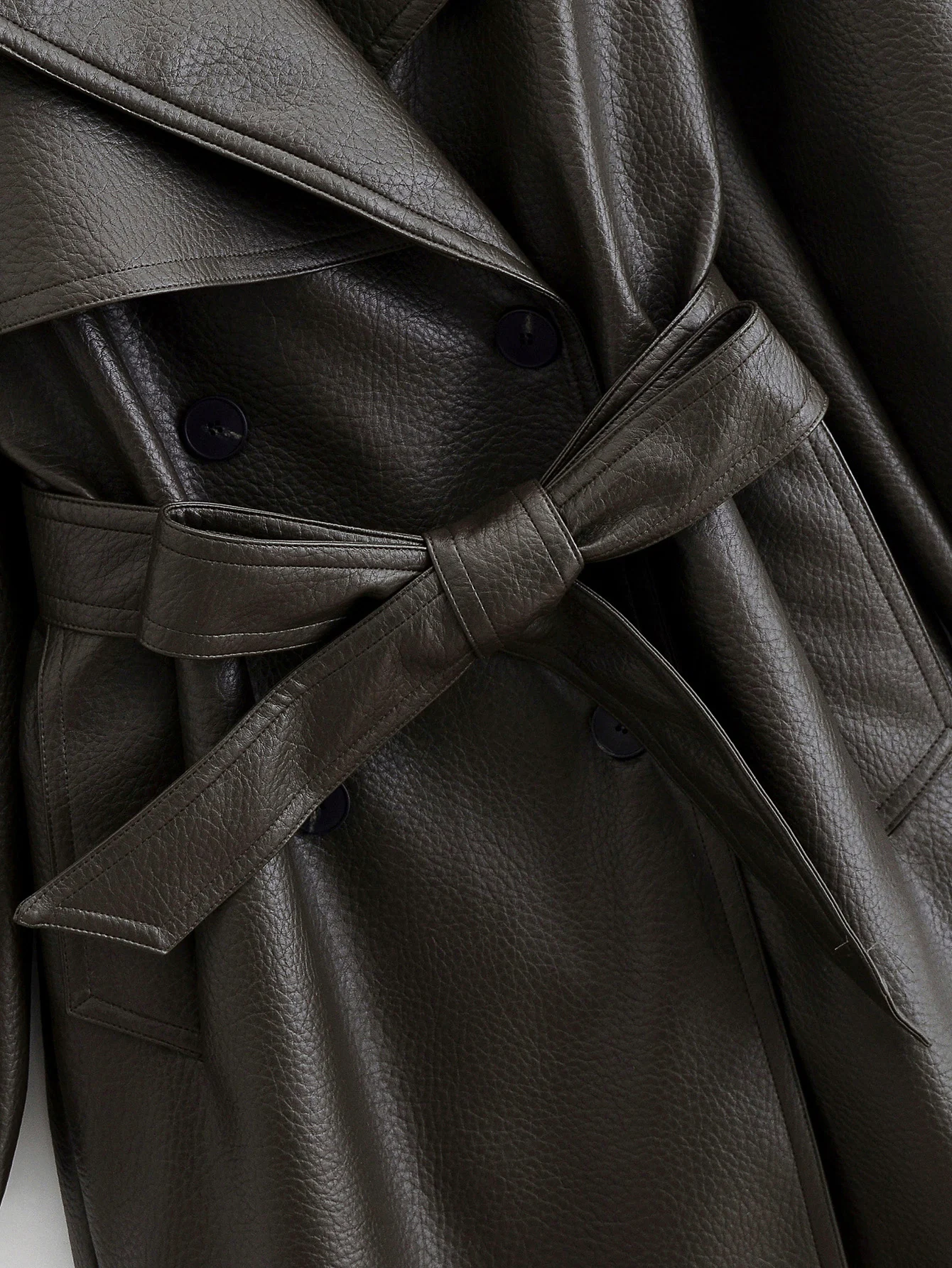 Women With Belt Leather Trench Coat Female Turn-Down Collar Long Sleeve Double-Breasted Long Coat Lady High Street Jacket Overco