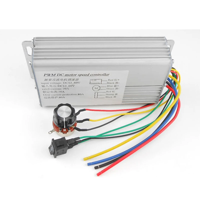 DC 12-60V 70A 4000W PWM DC Motor Speed Controller Brush Motor Regulator with Forward and Reverse Switcher 12V 24V 36V 48V