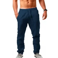 Pantalon en coton et lin pour hommes, mode d'été décontractée, couleur unie, ample, grande taille, nouvelle collection printemps/été 20224, M-4XL 4