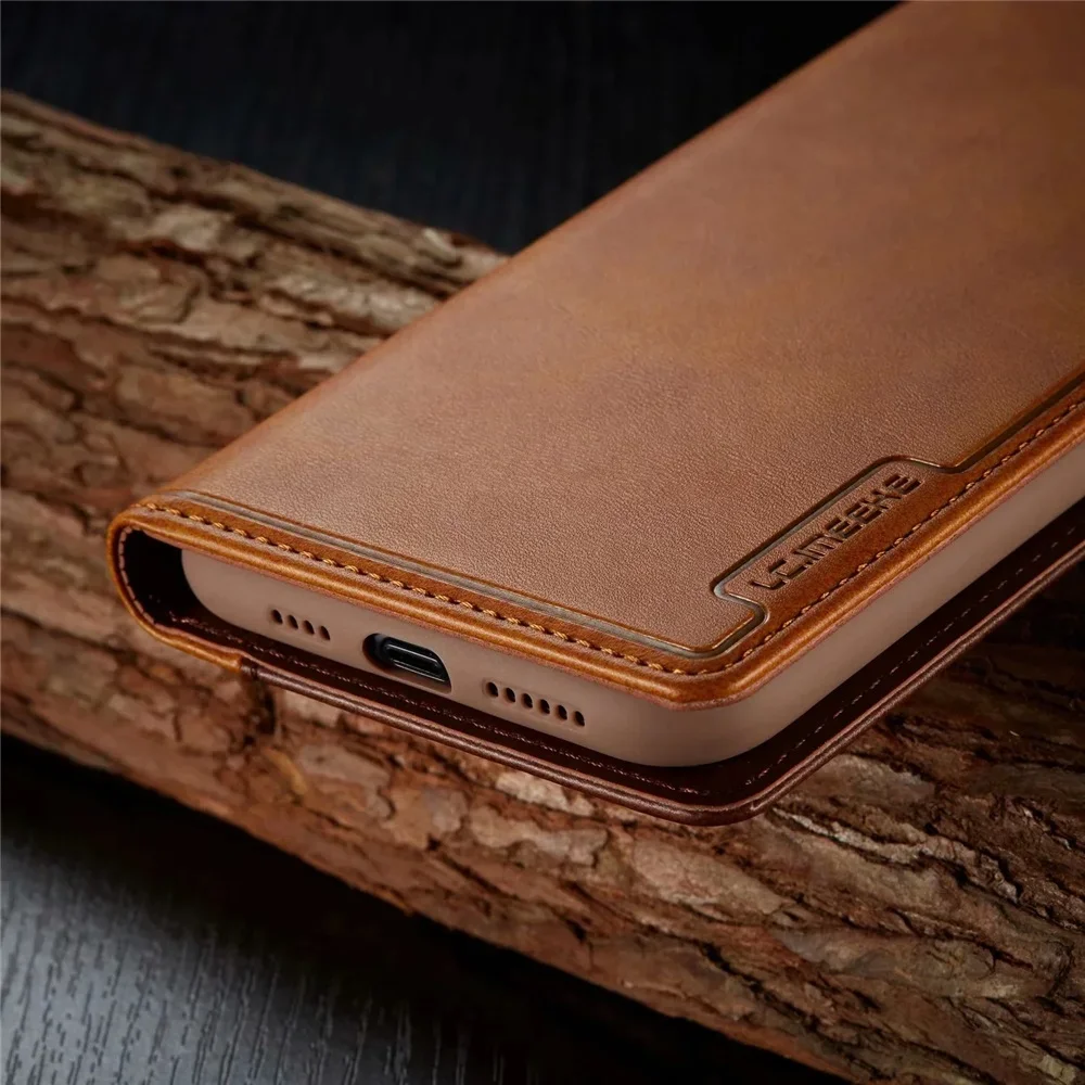 Leather Flip Cover For iPhone 15 14 13 12 11 Pro Max Mini XS Max X XR 8 7 6s 6 Plus SE Case Magnetic Sim Card Slots