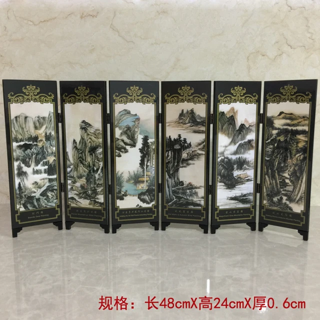 A Képernyőn Megjelenő Kézműves Ajándékok Antik Lakk -Edények Kis Képernyő Zhang Daqian Táj Klasszikus Fa Dekoráció - Image 3