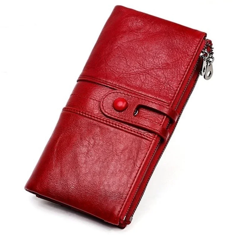 

Purse Wallets Women's Leather Design Coin Women Wallet Long New Money Purse Bag Wallet Clutch RFID Genuine Male Zipper Phone
