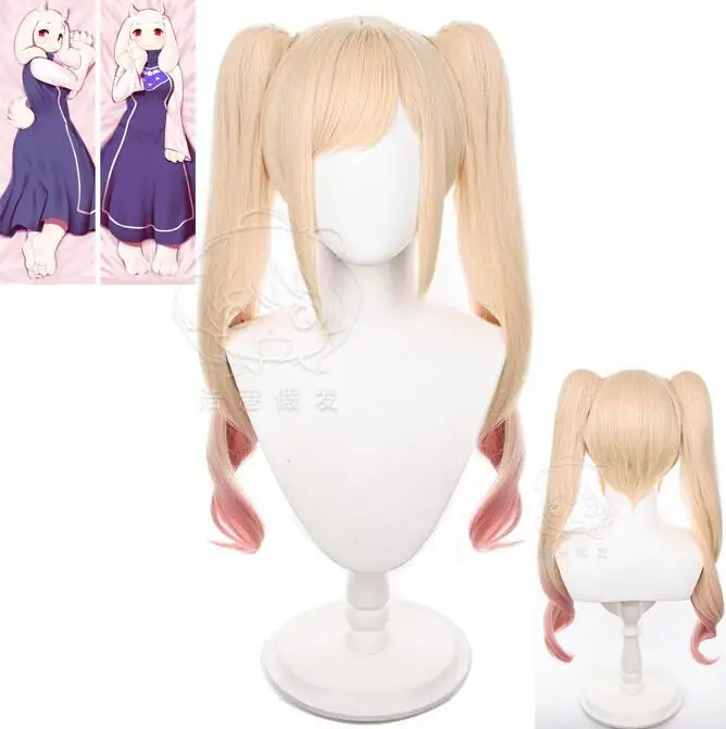 

Anime COS Cosplay Wig Blonde Pink Ponytail Wig Heat Resistant Synthetic Wig Dakimakura Pillow Case Pillow Cover