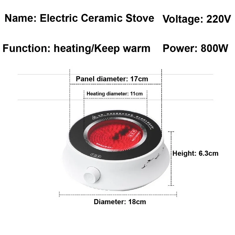 800W Moka Pot Electric Ceramic Stove Coffee Hot Plate Boiling Water Heater Mini Tea Maker Flower Teapot Suitable For Home/Office 6