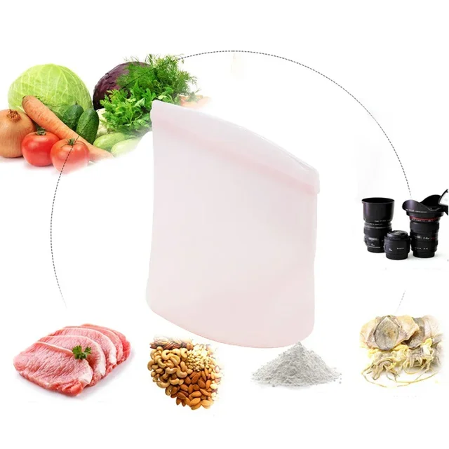 Sac de conservation des aliments en Silicone épais, trois couleurs, Double jauge, fermeture éclair, sac réutilisable à fermeture éclair, organisateur d'aliments de cuisine 2