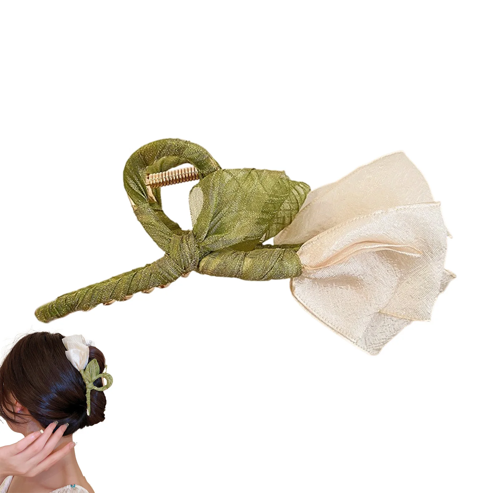 Rosa/weiße Tulpe Seidenblume Hai Clip Haarklammern für Frauen Pferdeschwanz Haarnadel Haarkrabben Haarspange Mädchen Mode Haarschmuck – Detail 8