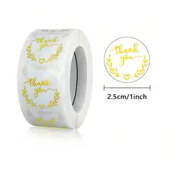 Elegant 25mm Black and Gold Foil Thank You Stickers for Special Occasions (500pcs) (White - 1inch)
