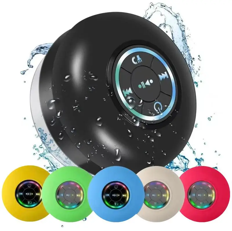 Enhance the happiness of bathing! Waterproof RGB Light Speaker, Mini Portable Wireless Speaker, Rechargeable Waterproof Speaker