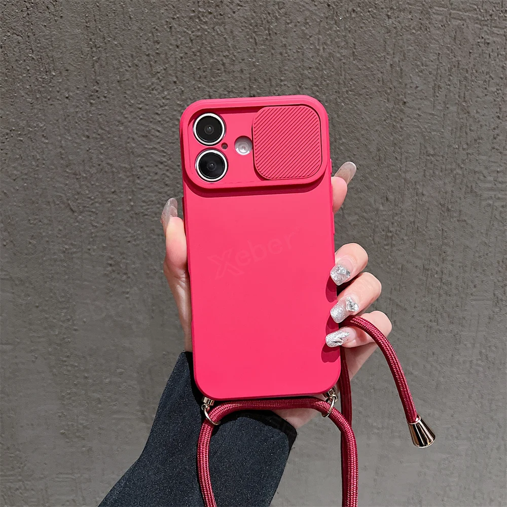 Stylish Crossbody Silicone Phone Case with Slide Camera Protection