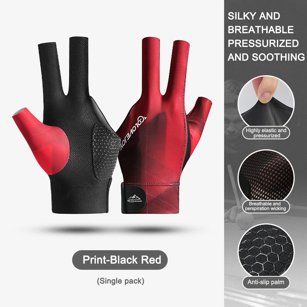 Open Finger Billiard Pool Gloves Adjustable Sticker Polyester Snooker Pool Gloves Smooth Soft Portable Reusable Amateur Training billiard gloves