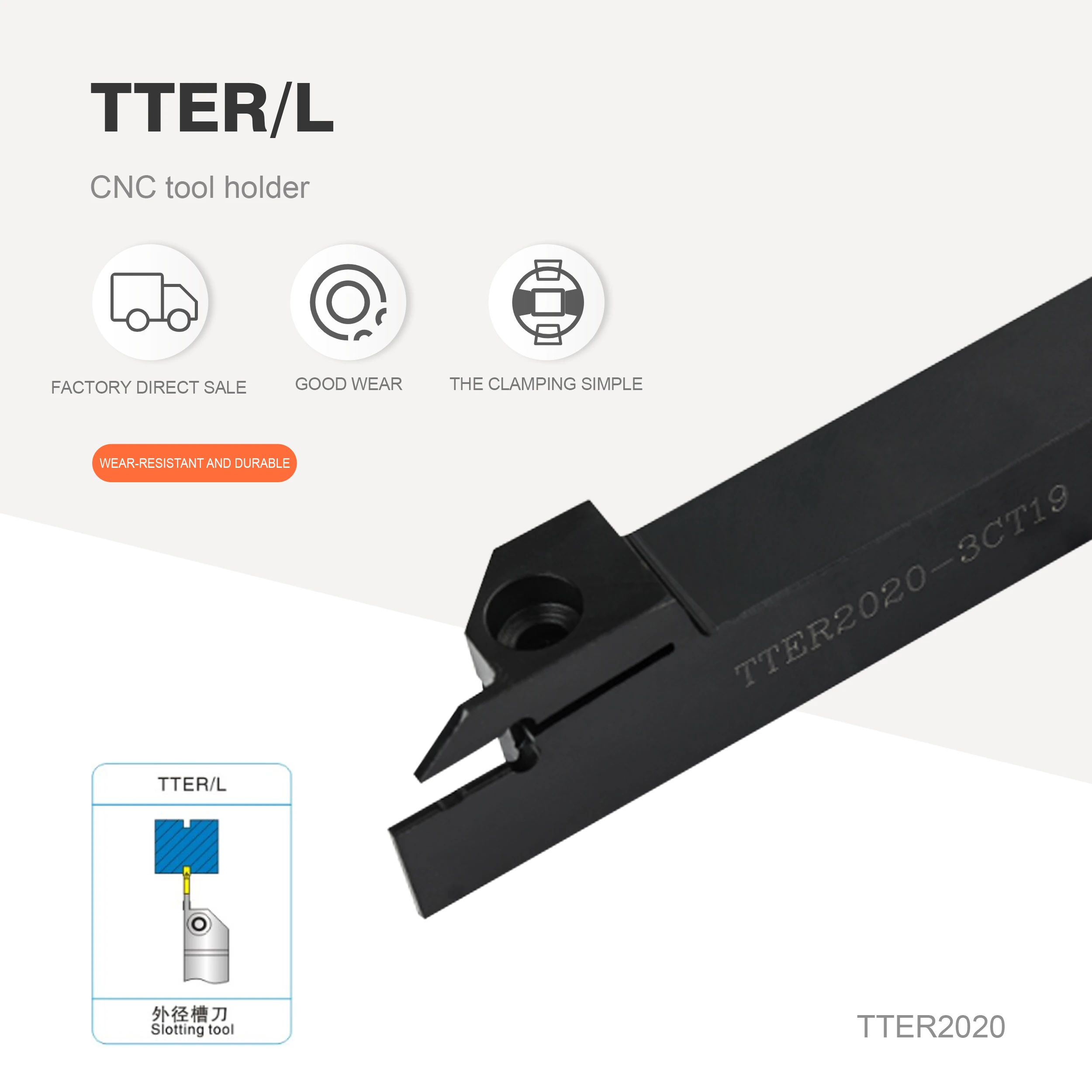 

OUTER TURNING GROOVING TOOL HOLDER TTEL 2020 CARBIDE INSERT TDC200 TDC300 TDT400 LATHE SET