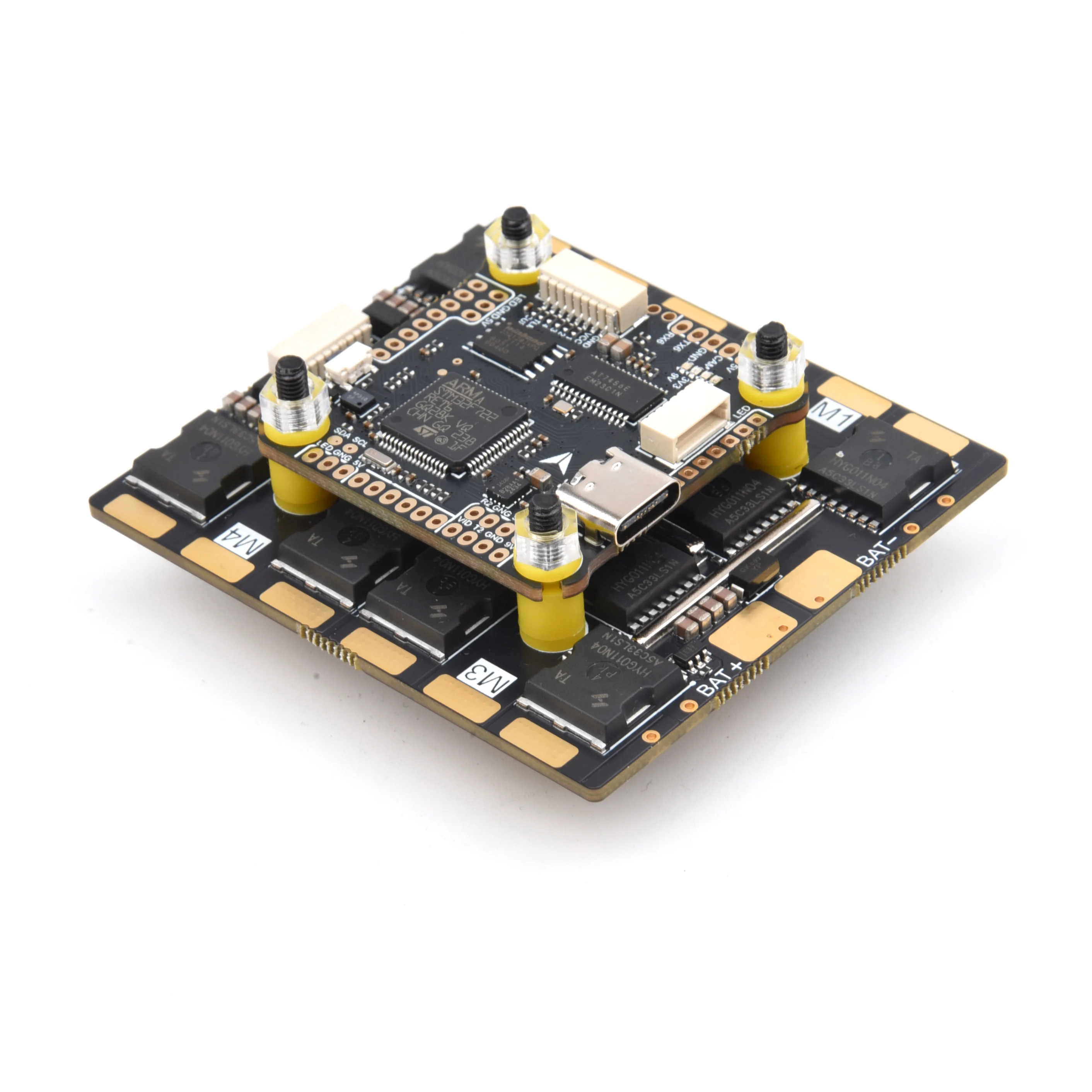 Kit contrôleur de vol F7 et ESC 100A pour drone FPV, composants électroniques sur fond noir
