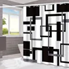 Geometric Black & Gray Print Shower Curtain - Waterproof, Includes Hooks, 180.34cm x 180.34cm - Modern Bathroom Decor 3