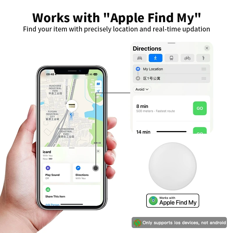 RSH Smart Airtag Bluetooth GPS Tracker Work withiOS System Air Tag Tracker Mini Locator Bag Luggage Suitcase Pet Key Finder