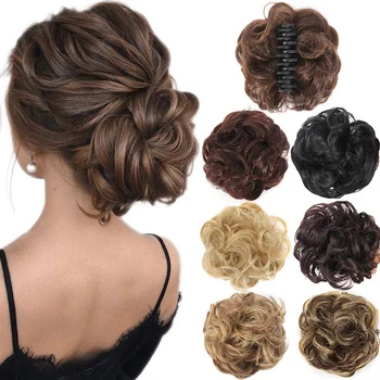 Clip per capelli a chignon disordinato con chiusura a pinza, elastico per capelli sintetico effetto disordinato, accessorio per chignon o coda di cavallo per donna