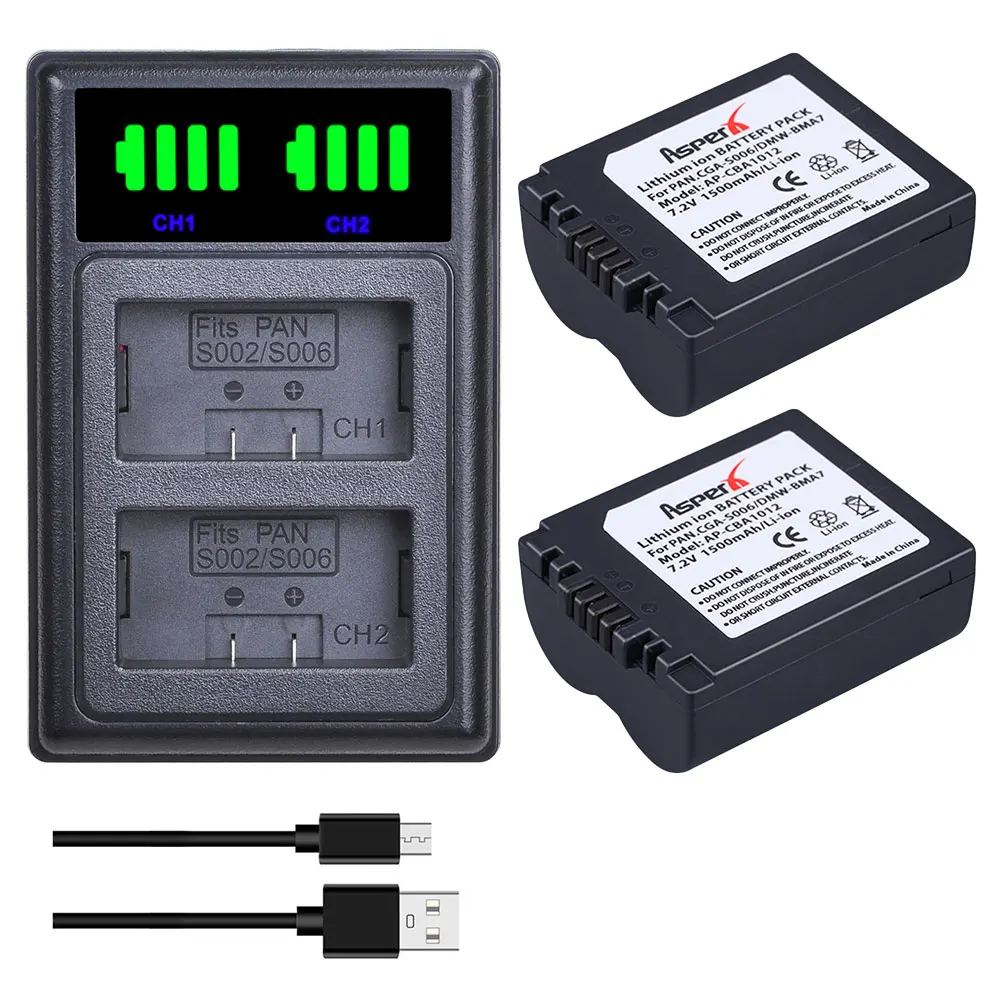 

CGA-S006 аккумулятор DMWBMA7 + двойное зарядное устройство USB для Panasonic Lumix DMW-BMA7 FZ8 FZ18 FZ28 FZ30 FZ35 FZ38 FZ50