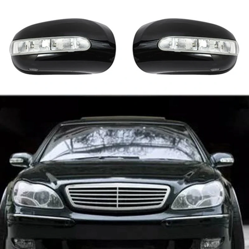 

Car Left&Right Side Mirror Cover Housing With Turn Signal Light For Mercedes Benz W220 2003-2005 A2208100964 A2208101064