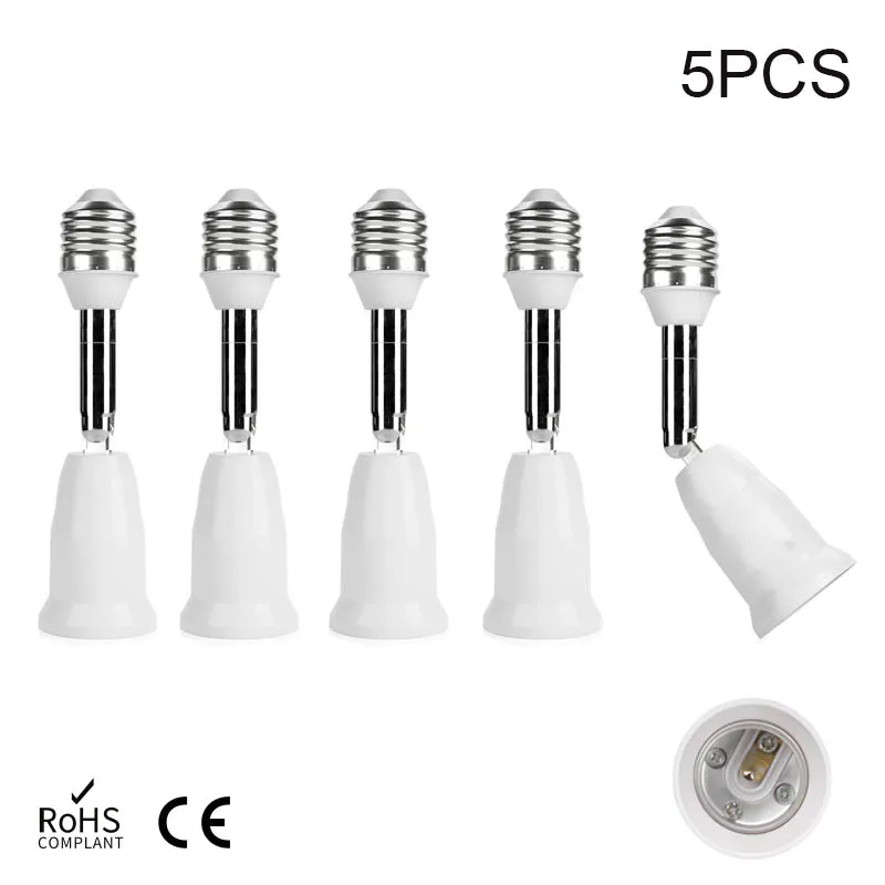 E26 E27 Bulb Socket 180 Degree Flexible Adjustable Extension Flexible Medium Ceramic Bulb Lamp Socket Adapter Converter eu us plug e27 lamp base wall flexible holder light socket converter bases on off 28cm book light adapter plug switch